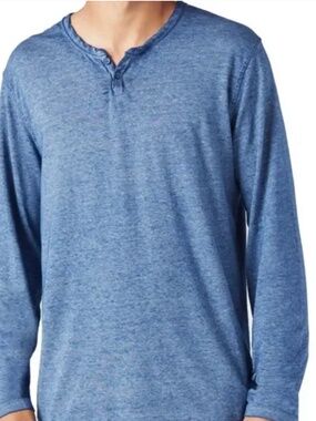Lucky Brand Men's Long Sleeved Venice Burnout Shirt | Blue | Size XL